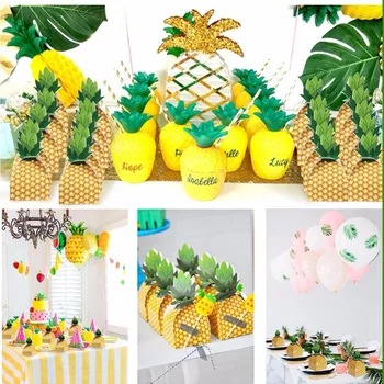 Nye Ananas Frugt Candy Box Bryllup Favoriserer og Gaver Taske Chokolade Emballage Papir Kasser for Kids Baby Shower Fest Forsyninger