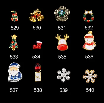Nye ankomst 10stk/masse legering nail art Jul charme, er Santa Claus/handsker/snemand/antilope/træ/bell/snefnug negle dekorationer