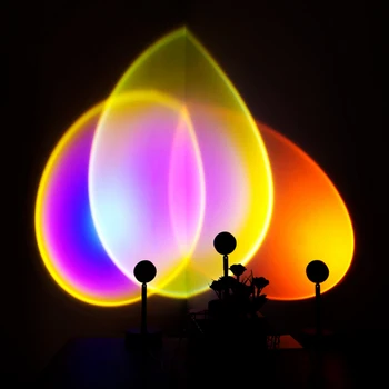 Nye USB-Knappen, Rainbow Solnedgang Projektor Atmosfære Led Nat Lys med Hjem Coffe shop Baggrund vægdekoration Farverige Lampe