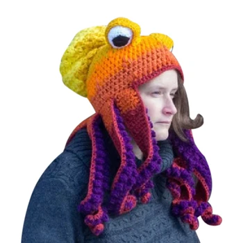 Octopus Voksen Tentacle Hat Hånd-vævet og Strikket Blæksprutte Hat Jul Halloween Kostume til Cosplay SAL99