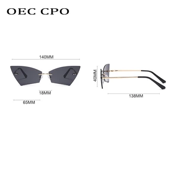 OEC CPO Uindfattede Cat eye Solbriller Kvinder Fashion Brand, Klar Linse Goggle Nuancer solbriller Til Kvinder Sexet Lille Brillerne Oculos