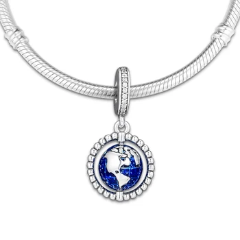 Passer Til Pandora Charms Armbånd Spinning Verden Perler 925 Sterling-Sølv-Smykker Gratis Fragt