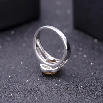PERLE ' S BALLET Ægte 925 Sterling Sølv Natural Gul Citrin Ring For Kvinder 1.79 Ct Birthstone Gemstone Ring Gave Fine Smykker