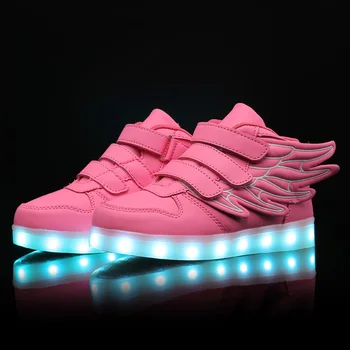 Pink Rød Kids lyser Sko med vinge Børn Led Sko Drenge Piger Glødende Lysende Sneakers USB-Opladning Dreng Fashion Sko