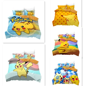 Pokemon Dynen Dække Pikachu duvet cover sheet 2/3 stykke set Tegnefilm 3D-print Børns strøelse sæt Kid soveværelse bedding set