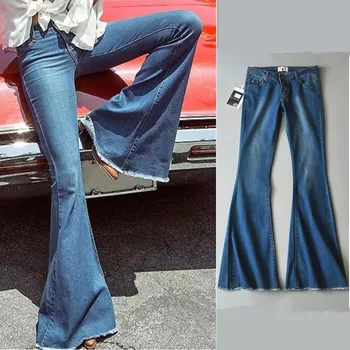 Pragmapism Høj kvalitet 5 farver Mode Denim Flare Pants kvinders Jeans Bred Ben Bukser Dame Casual Flare Pants Kvindelige jeans