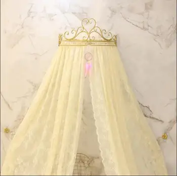 Princess Crown bed tæppet blonder sengen gardin skærmen loft dome myggenet Royal koreansk bryllup dekoration bed gardin