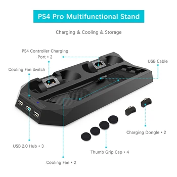 PS4 Pro/PS5 Køler køleventilator Stå Opladning køleplade Ventilator for Sony PS4 Pro/PS5 Dobbelt-Controllere Oplader Køligere Stander