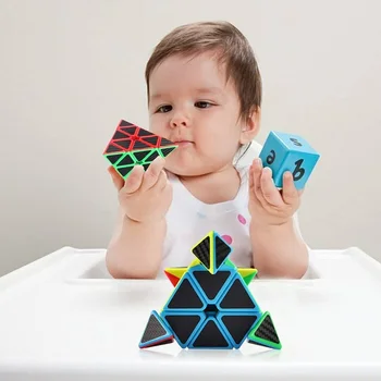 QIYI Magic cube Cube Carbon Fiber Sticker Pyramide Plast Puslespil Terning Kids Legetøj, Puslespil Hastighed Cubo Magico Z