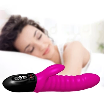 Rabbit Dildo G Spot Vibrator Varme Voksen Legetøj USB-Opladning Kraftfulde 7-Vibration-Silikone sexlegetøj til Kvinder