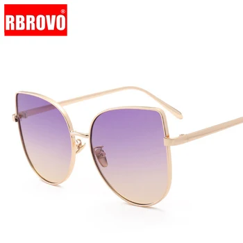 RBROVO 2021 Legering Cateye Solbriller Kvinder Luksus Brand Designer Mode solbriller Candy Farve UV400 Briller gaveæske