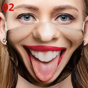 Realistisk 3D-Print Sjove Party Genanvendelige Stor Mund Maske Bomuld Unisex Vaskbar støvtæt Dække Ansigt Sikker Åndbar Masker