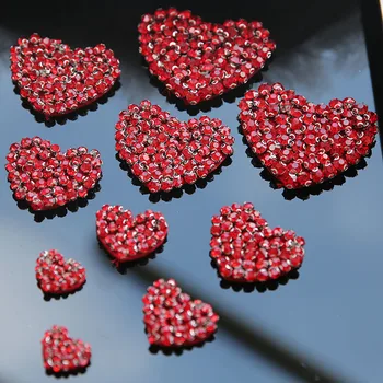 Red heart rhinstene perle broche patches til tøj parches termoadhesivos para ropa apliques de roupa