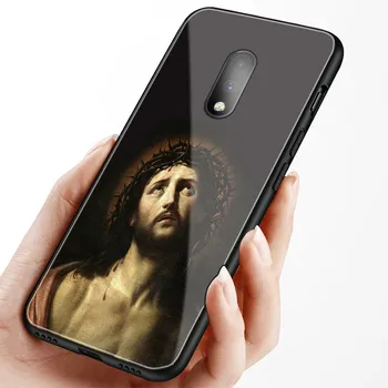 Religiøse maleri kunst luksus for OnePlus 6 6t 7 pro hærdet glas phone cover TPU blød silikone glat coque shell