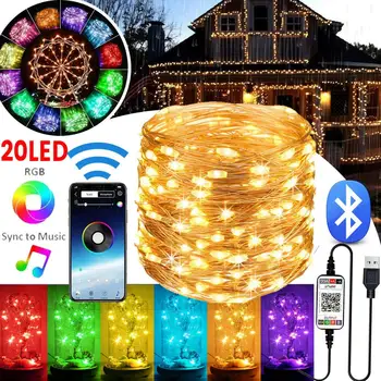 RGB LED Lys nytår Indretning Smart Bluetooth Personlig String Lys Skræddersyet App-Fjernbetjening, Lys Dropship