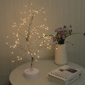 Romantic-værelse homestay dekoration sengen string DIY Bonsai tyle kobbertråd USB-Opladning, Night Light Touch Skifte Kontrol Træ