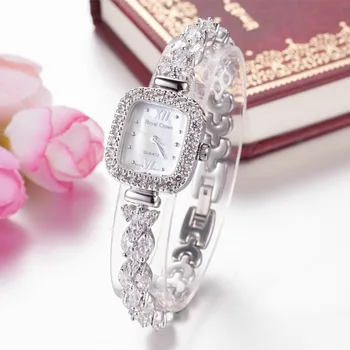 Royal Crown Dame Kvinders Se Japan Mekanisk Timer Smykker Clock Mode Armbånd Band Shell Luksus Rhinestones Bling Pige Gave