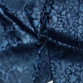 Royal Navy Blue Dragon Jacquard Beklædning Dress Kostume Dyr patchwork stof Polstring Indretning Materil Gardin i Hjemmet Indretning