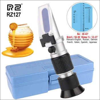 RZ Refraktometer Honning Meter Sukker Beekeep Tester Brix 58%-92% Honning Auto Håndholdt Refraktometer Koncentration Refraktometer