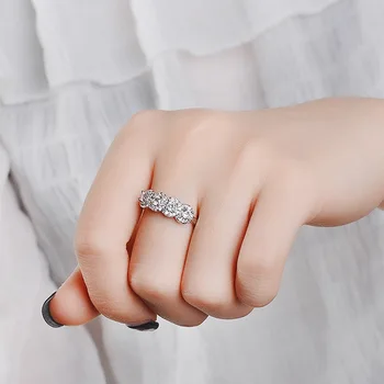 S925 Sterling Sølv 1.5 Karat Diamond Ring til Kvinder, Dame Anillos Bizuteria Sølv 925 Smykker Bague Bijoux Femme Par Ringe