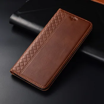 Sagen for Huawei S Smart Z KEZiHOME Plaid stil Ægte Læder Flip wallet Cover til Huawei S Smart 2019 Telefonen tilfælde
