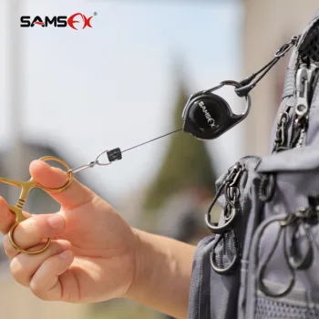 SAMSFX fluefiskeri Retraktoren Værktøjer Zinger Emhætte Keeper Tether Optrækkelige Nøgle Kæde Hjul Badge Indehaveren Tackle Box Tilbehør