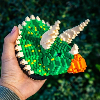 SC 9003-5 Dinosauren Triceratops Dyr Monster Hoved 3D-Model DIY Mini Diamant Blokke, Mursten Bygning Legetøj for Børn, ingen Box