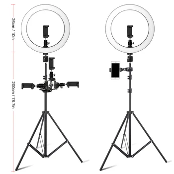 Selens 26cm Fotografiske Belysning Dæmpbar LED Selfie Ring Lys Med Stativ Ring Lampe Til YouTube Makeup Video Live Studio