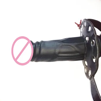 Silikone Sort 17cm Lang Dual-Hoved Dildo Gag Munden Bider Penis Gags Prop Seksuelle Lege Sex Legetøj Til Lesbiske XLYBXF680