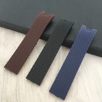 Silikone Strap Watch Tape Tilbehør Sort Brun Blå 20 mm for Ulysse Nardin rem Arc mund