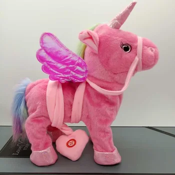 Sjovt Legetøj Elektriske Gå Unicorn Plys Legetøj Udstoppede Dyr Hest Musik Dukke Til Børn Julegaver