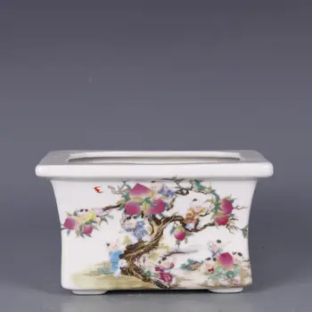 Slutningen af Qing-Dynastiet Jingdezhen folk ovnen pink figur Sifang flower pot folk samling husholdningsprodukter