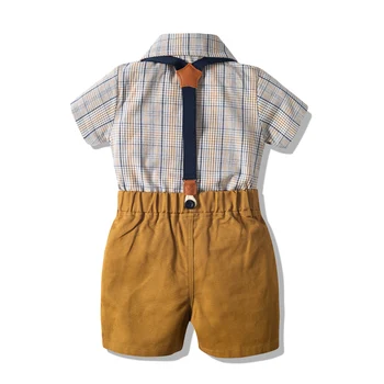 Småbørn Tøj til 1-6 År Drenge Stribet t-Shirt + Shorts med Bælte Mode Tøj Sæt til Baby Dreng Kort Passer KB8071