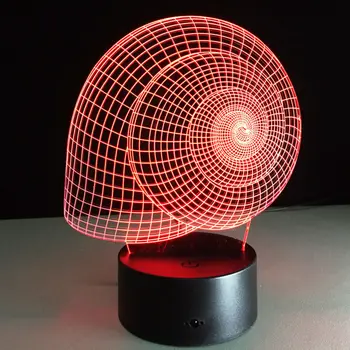Sneglen Shell 3D-lampe Visuelle Nat Lys LED Illusion, Soveværelse lampe USB-tabel Lam Farve Skiftende Lys, Som boligmontering Drop Skib