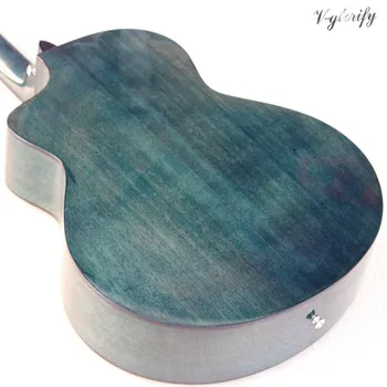 Solid wood spruce top blå farve akustisk guitar 41 tommer cutaway design højglans 6 string folkemusik guitar 2020 nye ankomst