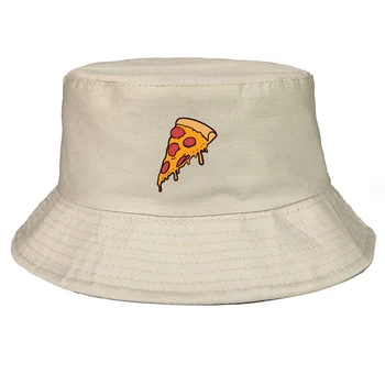 Sommeren fiskeren hat Kvinder Tegnefilm Pizza spand Hatte til Unisex bucket hat Vintage print herre fiskeri panama hat hætte
