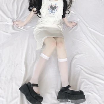 Sommeren Ultra-tynde Transparente Ins Vilde Kalv Sokker Kvindelige Japanske Studerende Harajuku Stil Dejlig Sød JK Midten af rør Sokker Cosplay