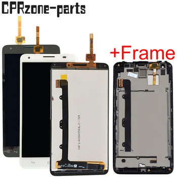 Sort / Hvid + Ramme Til Huawei Honor 3X G750 G750-U10 G750-T01 G750-T00 LCD-Skærm Med Touch screen Digitizer Assembly