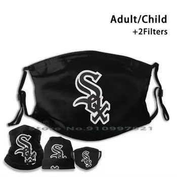 Sox , Chicago Print Pm2.5 Filter Genanvendelige Munden Ansigtsmaske Til Børn, Voksne Chicago Baseball Sporten Os Amerikas Forenede Stater Logo Bedste Pris