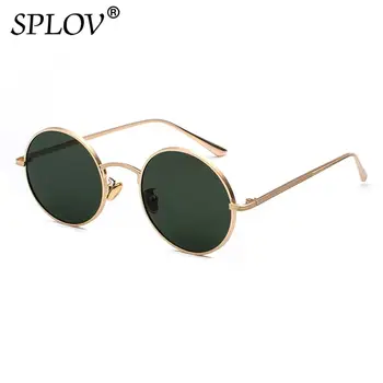 SPLOV Retro Punk Style Mænd Solbriller Kvinder Vintage Round Metal Frame Farverige Linse solbriller Mode Eyewear Gafas Sol UV400