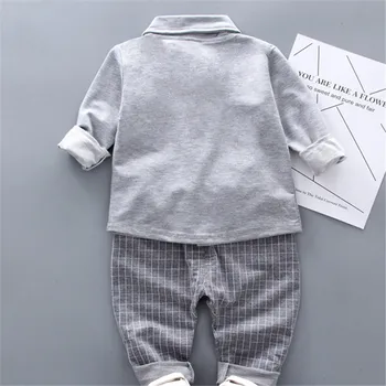 Spædbarn Herre Slips, Skjorte, Bukser, 2 stk/Sæt 2019 Efteråret Børn er Drenge Tøj Træningsdragter Bomuld Kids tøj Tøj Afslappet Jakkesæt
