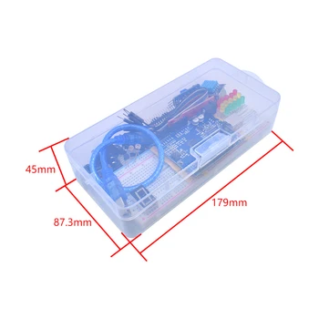 Startpakke til Arduino Uno R3 Breadboard Grundlæggende enkle learning kit, lyd/vandstand/fugtighed/afstand opdagelse, LED kontrol
