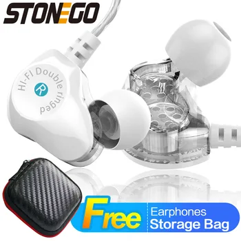 STONEGO Stereo In-Ear Hovedtelefoner Dobbelt Driver High Definition Monitor Hovedtelefoner Runner Headset Sport Earbuds Tung Bas