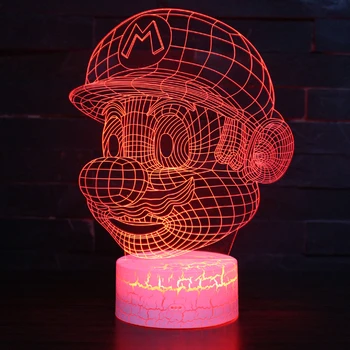 Super Mario tema 3D-Lampe LED nat lys 7 farveskift Touch Humør Lampe Julegave Dropshippping