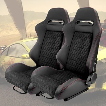 Sæt 2stk Sports Stil Racing Sæder PVC Læder Reclinable Sæde med Skyderen, Universal, Passer til de Fleste Køretøjer