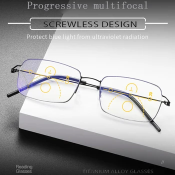 Titanium legering briller til mænd progressiv multifokal læsning briller Ikke Skrue Anti Blå Stråler multifokale Briller Presbyopic