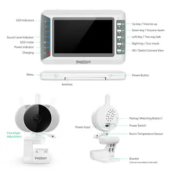 TMEZON 1080P Baby Monitor HD Wifi Wireless Home Security 2 *2,0 MP IR-Netværk CCTV Kamera med To-vejs Audio Overvågning Kamera