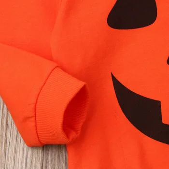 Toddler Baby Halloween Sæt Tøj Kid Spædbarn Pige Dreng Print Hætte Sweatshirt Top+snøre Stribe Bukser Casual-2stk Outfits 0-5T