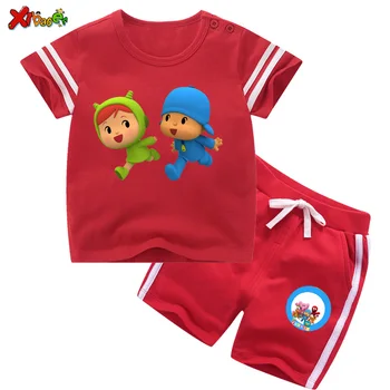Tollder baby sæt Kids Pige Tøj Sportstøj 2020 Sommer Baby Dreng Sæt 2Pc Børn Tøj Barn Tracksuti Pocoyo t-shirts Søde piger