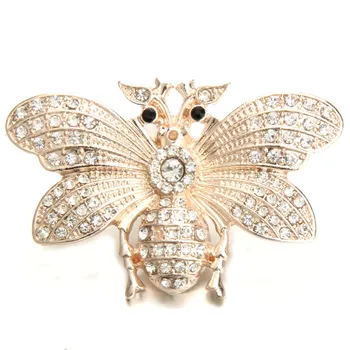 Top Kvalitet Engros Guld Butterfly Snap smykker 18mm kvinder metal krystal snaps knappen smykker armbånd&armbånd til kvinder